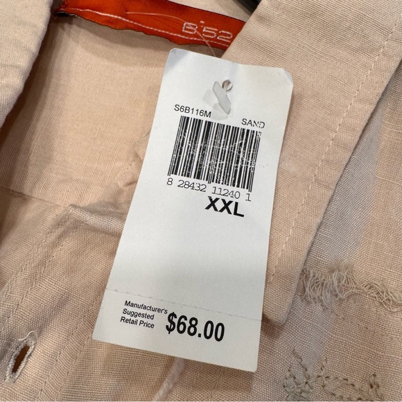 B52 Women’s Collared 1/2 Button Up Pullover Blouse Linen Tan Sz XXL NWT - Picture 5 of 12